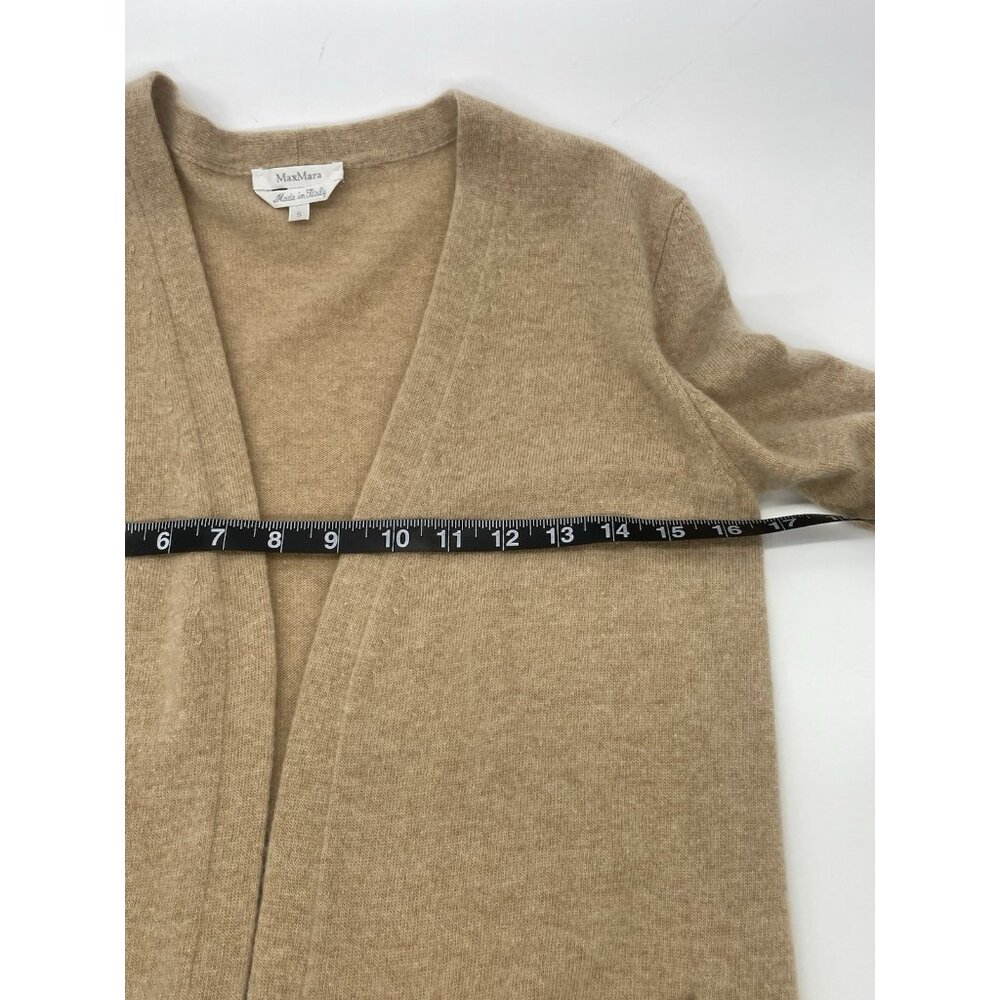 Max Mara Wool Cashmere Cardigan S Beige Designer Lux Preppy Casual Top - Picture 5 of 5